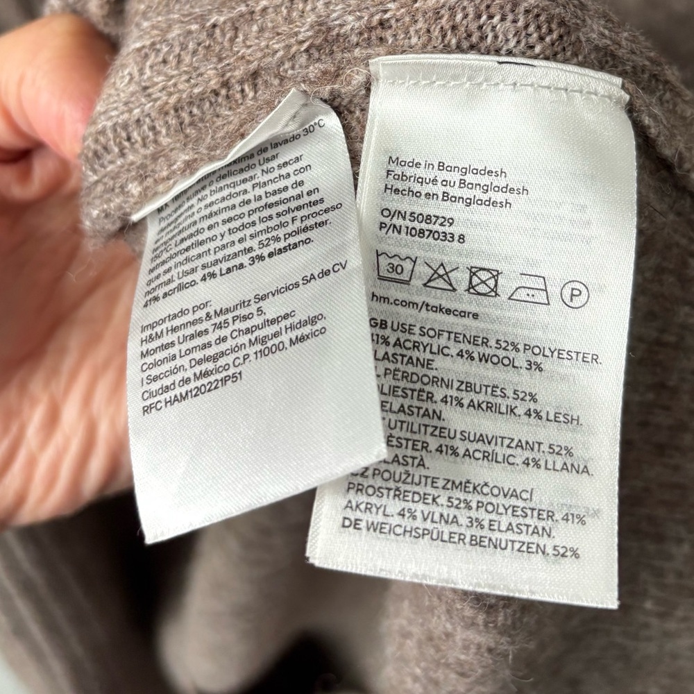 H&M Long Ribbed Duster Cardigan  Balloon Sleeve Cozy Layer L - Picture 8 of 10